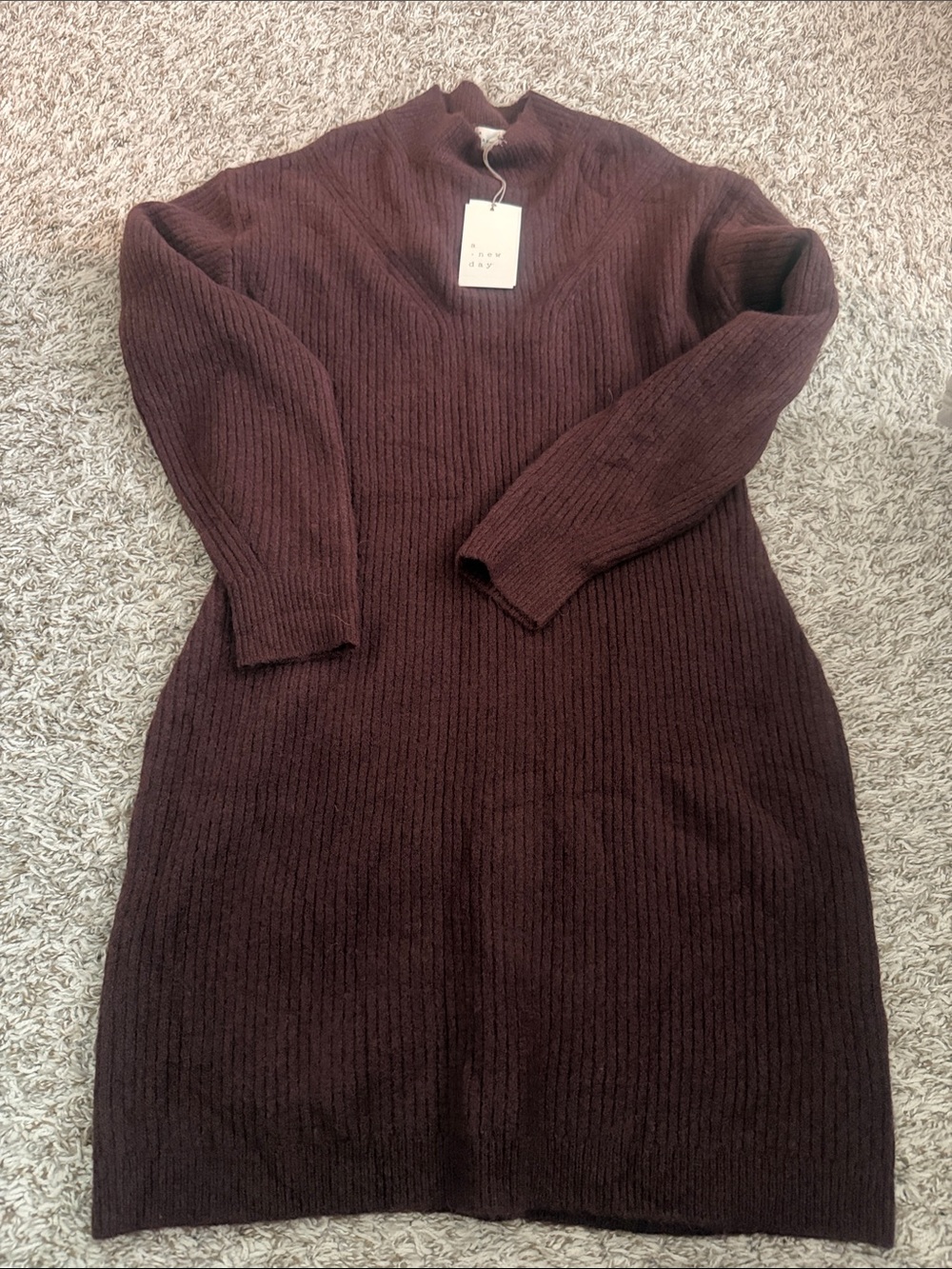 A New Day Long Sleeve Sweater Dress -dark brown
